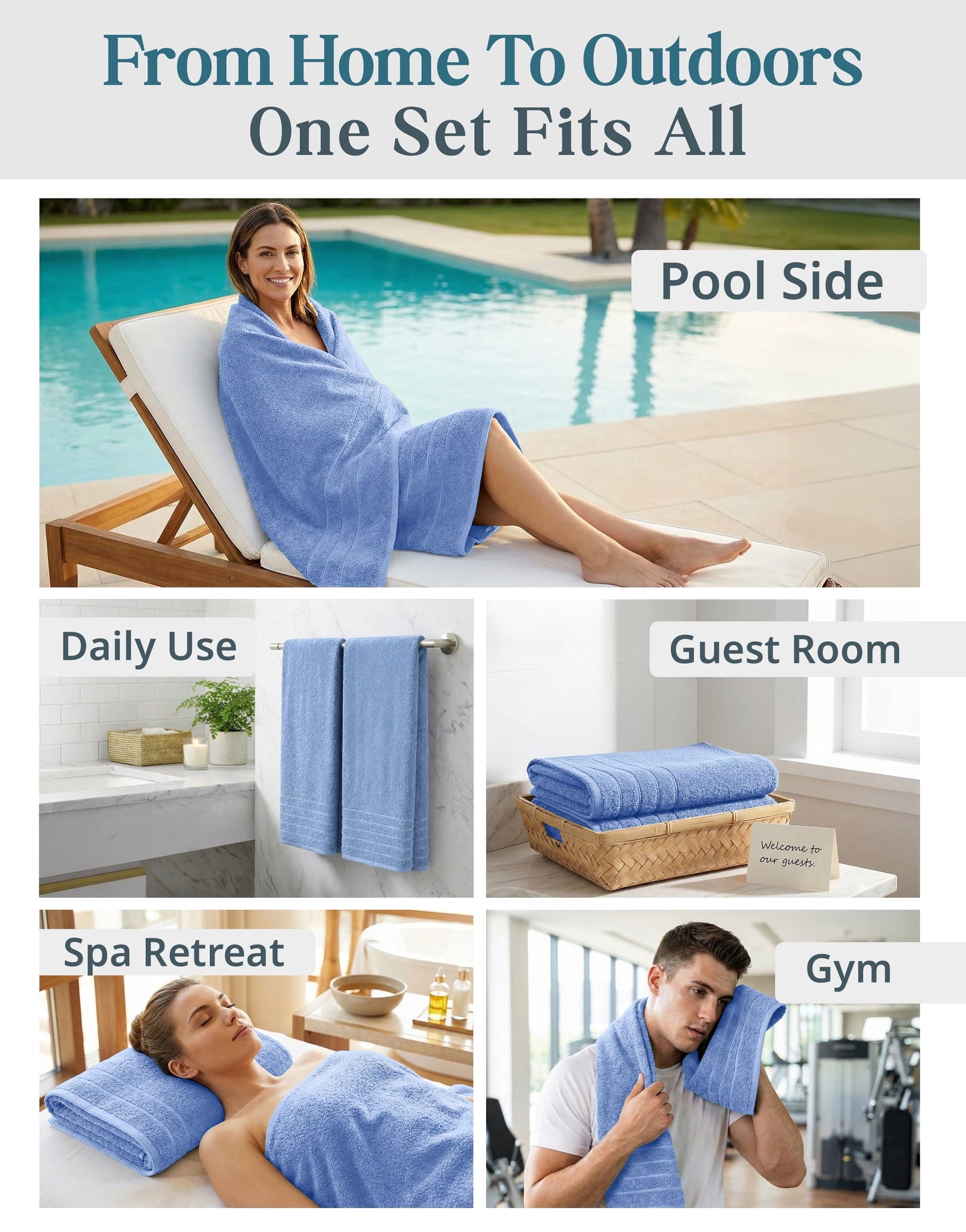 2-Piece Oversized Bath Sheets Set cp-gallery: color=Cerulean Blue; size=2 Piece Set