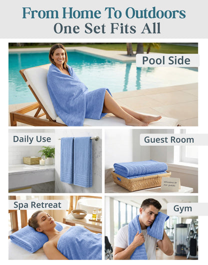 4-Piece Oversized Bath Sheets Set cp-gallery: color=Cerulean Blue; size=4 Piece Set