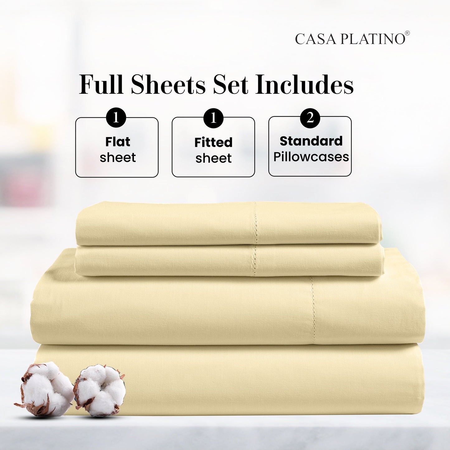 Percale Cotton Sheet Set cp-gallery: color=Vanilla; size=Full