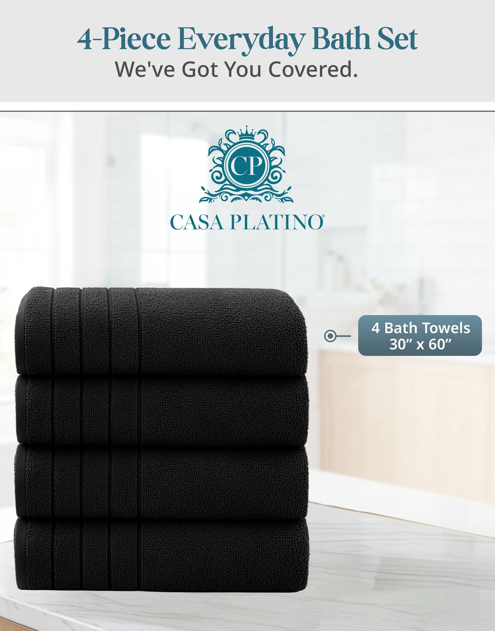 4-Piece Cotton Bath Towels Set