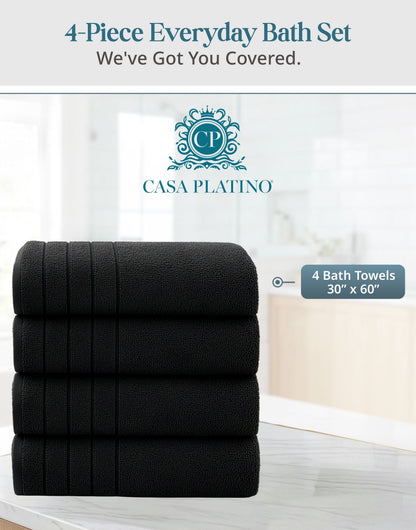 4-Piece Cotton Bath Towels Set cp-gallery: color=Black; size=4 Piece Set