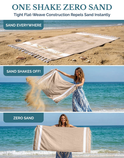 Cotton Hammam Beach Towels Multi-Pack cp-gallery: color=Beige; size=4 Piece Set