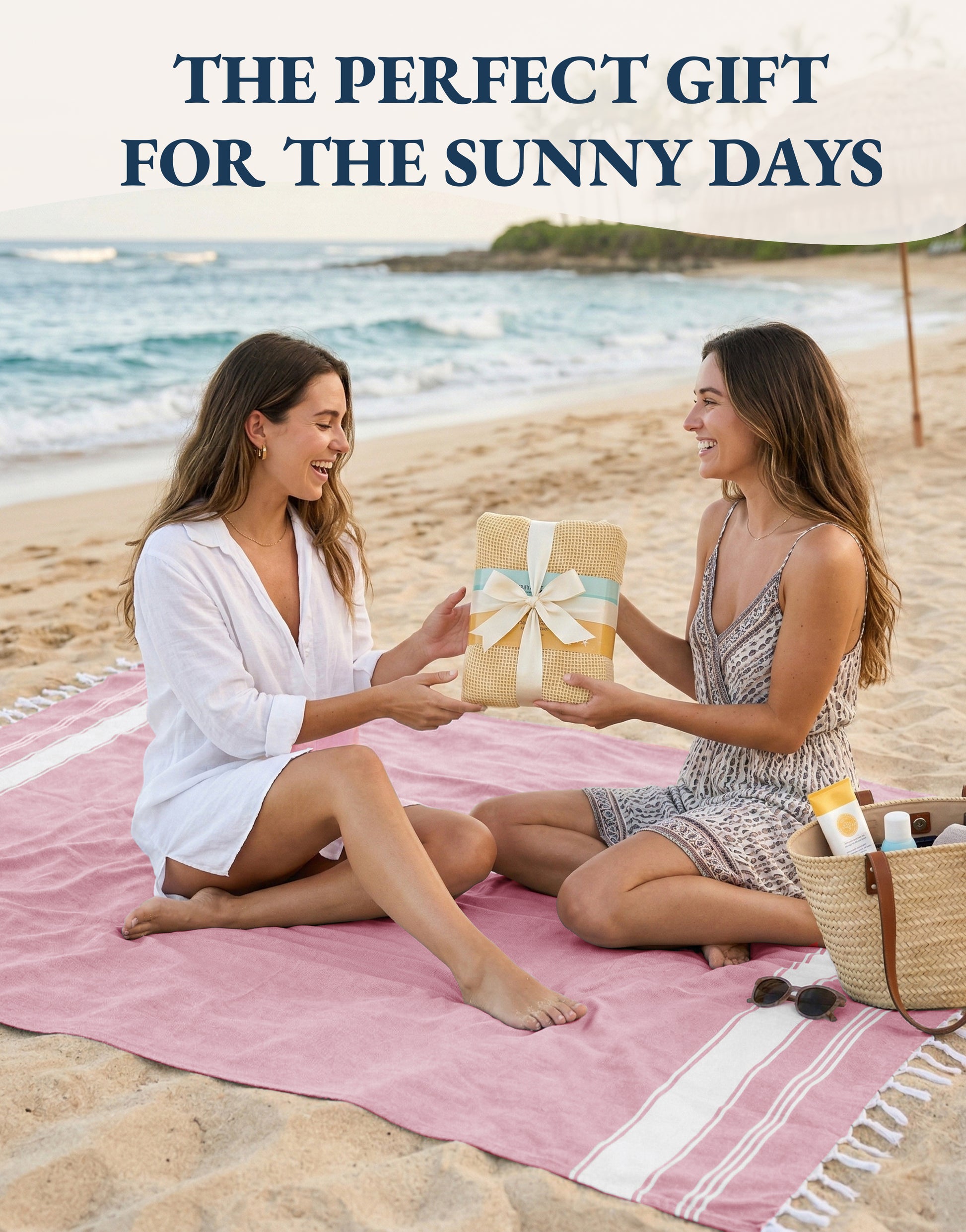 4 PIECE TURKISH BEACH TOWEL SET-CASHMERE-ROSE
