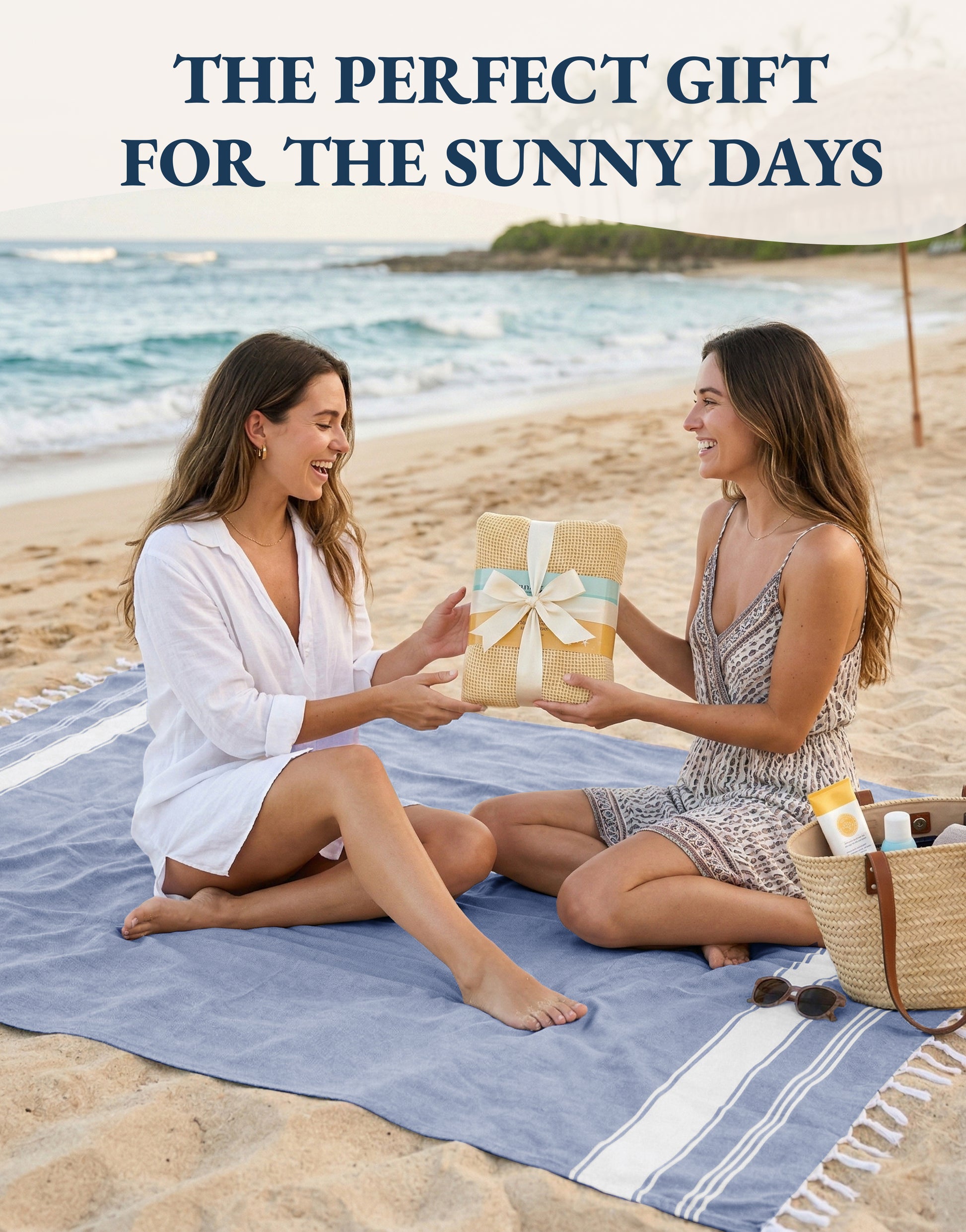 4 PIECE TURKISH BEACH TOWEL SET-FOREVER-BLUE