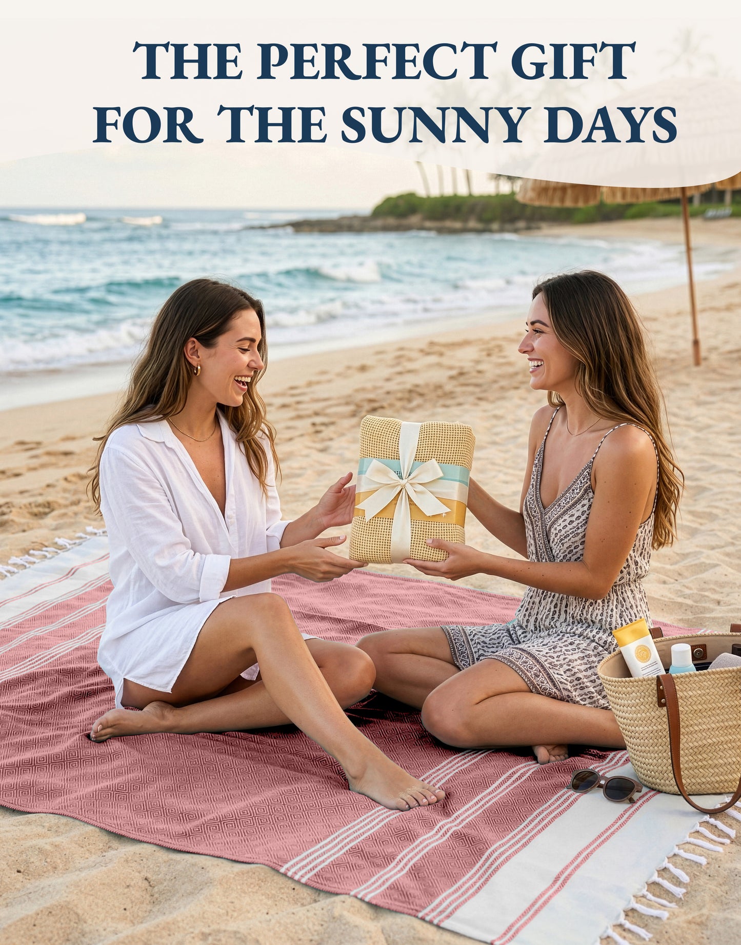 2 PIECE TURKISH BEACH TOWEL SET-HIBISCUS
