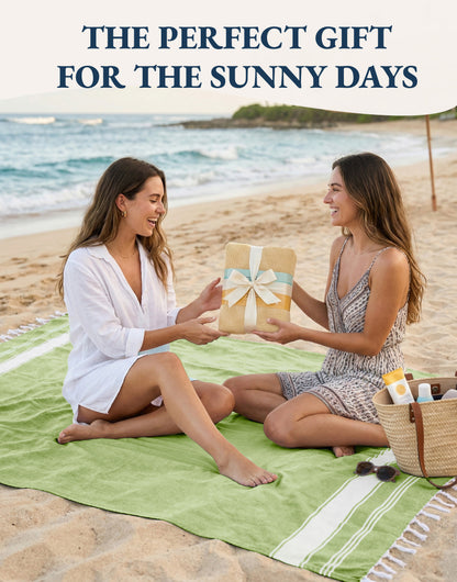 1 PIECE TURKISH BEACH TOWEL-JADE-LIME