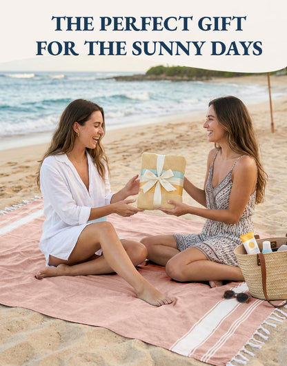 2 PIECE TURKISH BEACH TOWEL SET-QUARTZ-PINK