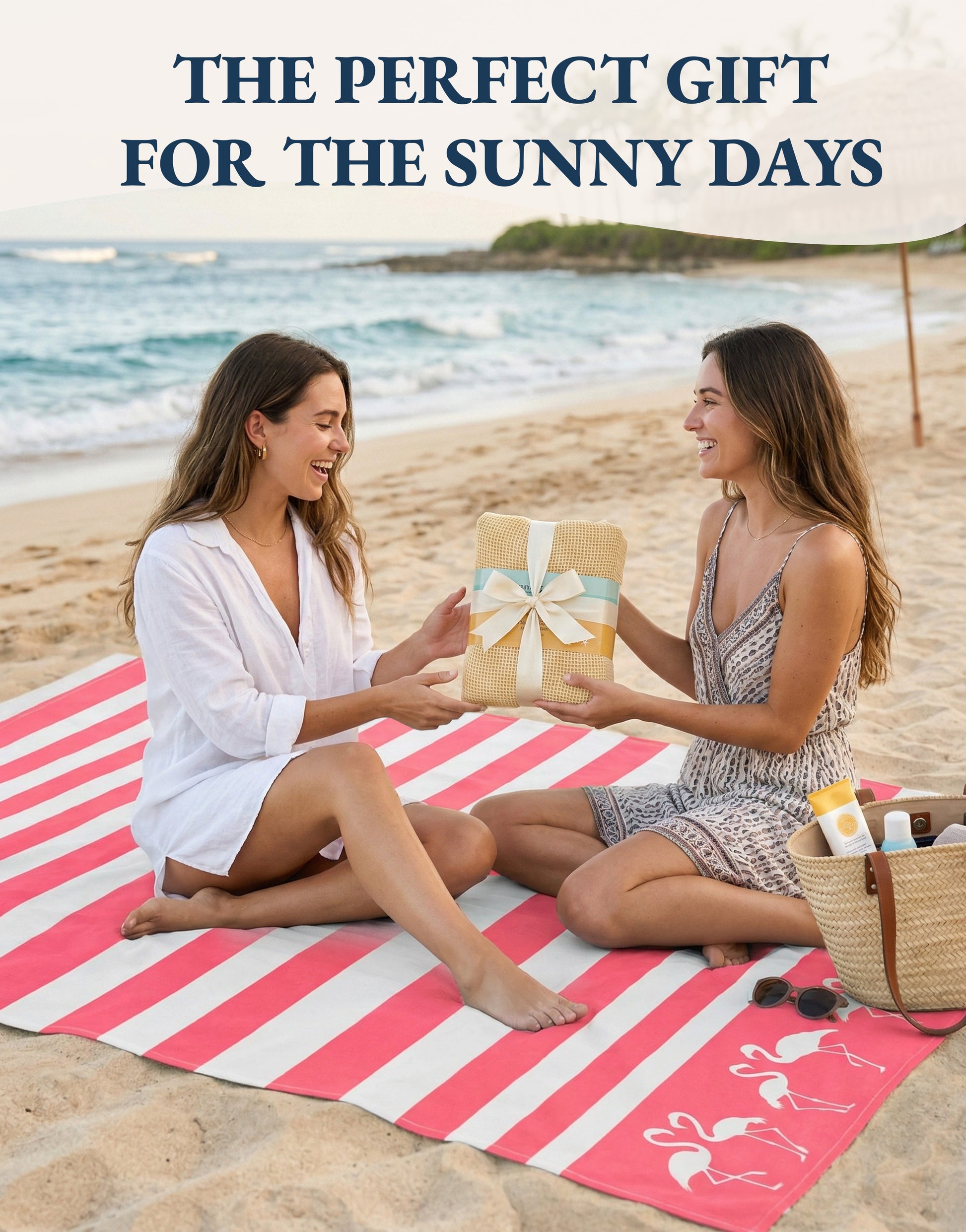 6 PIECE TURKISH BEACH TOWEL SET-Sunset-Tropics