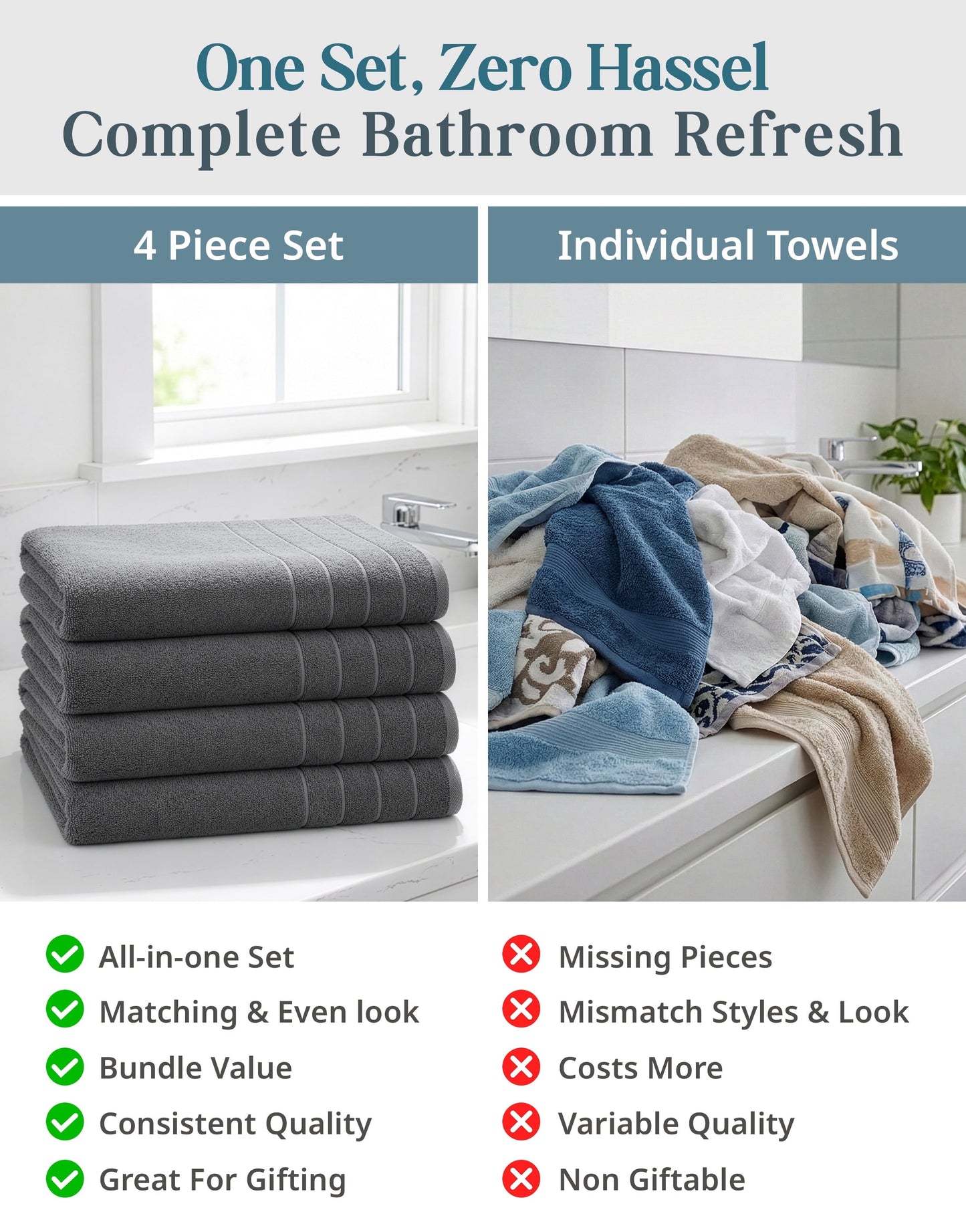 4-Piece Oversized Bath Sheets Set cp-gallery: color=Ultimate Grey; size=4 Piece Set