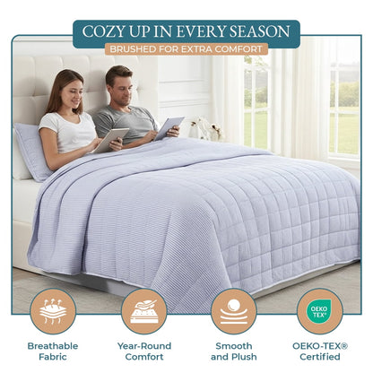Quilted Bed Blanket cp-gallery: color=Ticking Stripe Blue