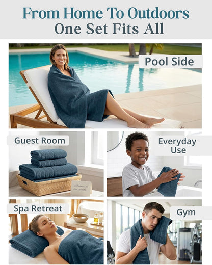 24-Piece Cotton Bath Towel Set cp-gallery: color=Steel Blue; size=24 Piece Set