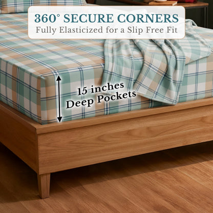 Flannel Sheet Set cp-gallery: color=White Plaid