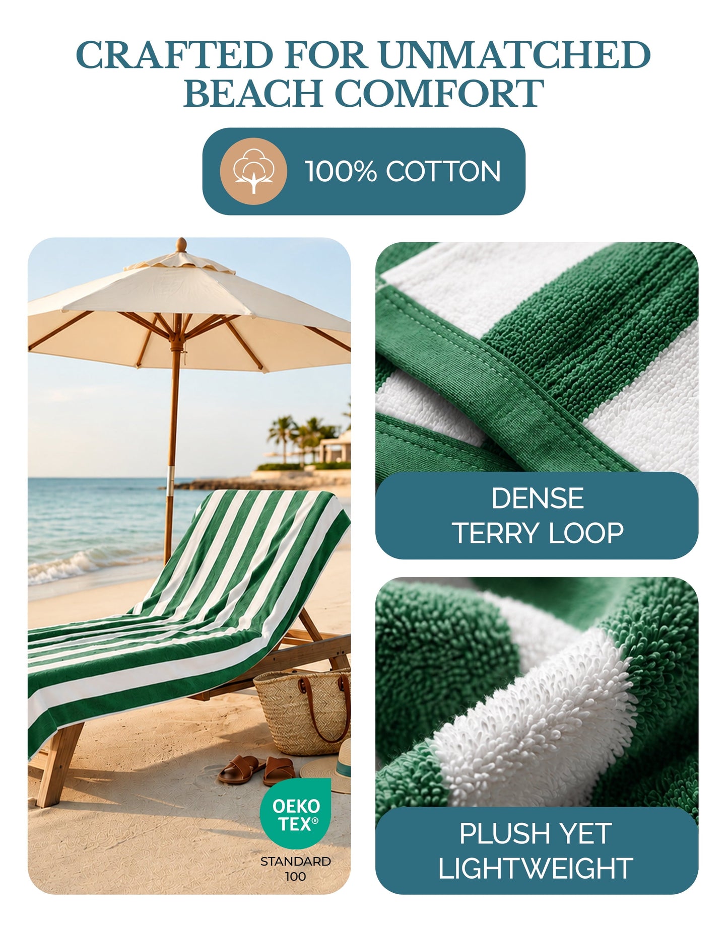 4-Piece Cabana Beach Towel Set cp-gallery: color=Green; size=4 Piece Set