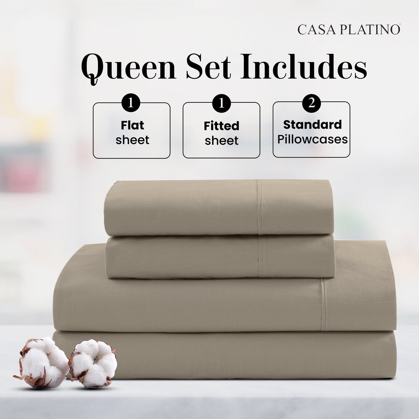Percale Cotton Sheet Set cp-gallery: color=Linen; size=Queen