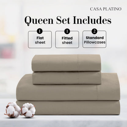 Percale Cotton Sheet Set cp-gallery: color=Linen; size=Queen