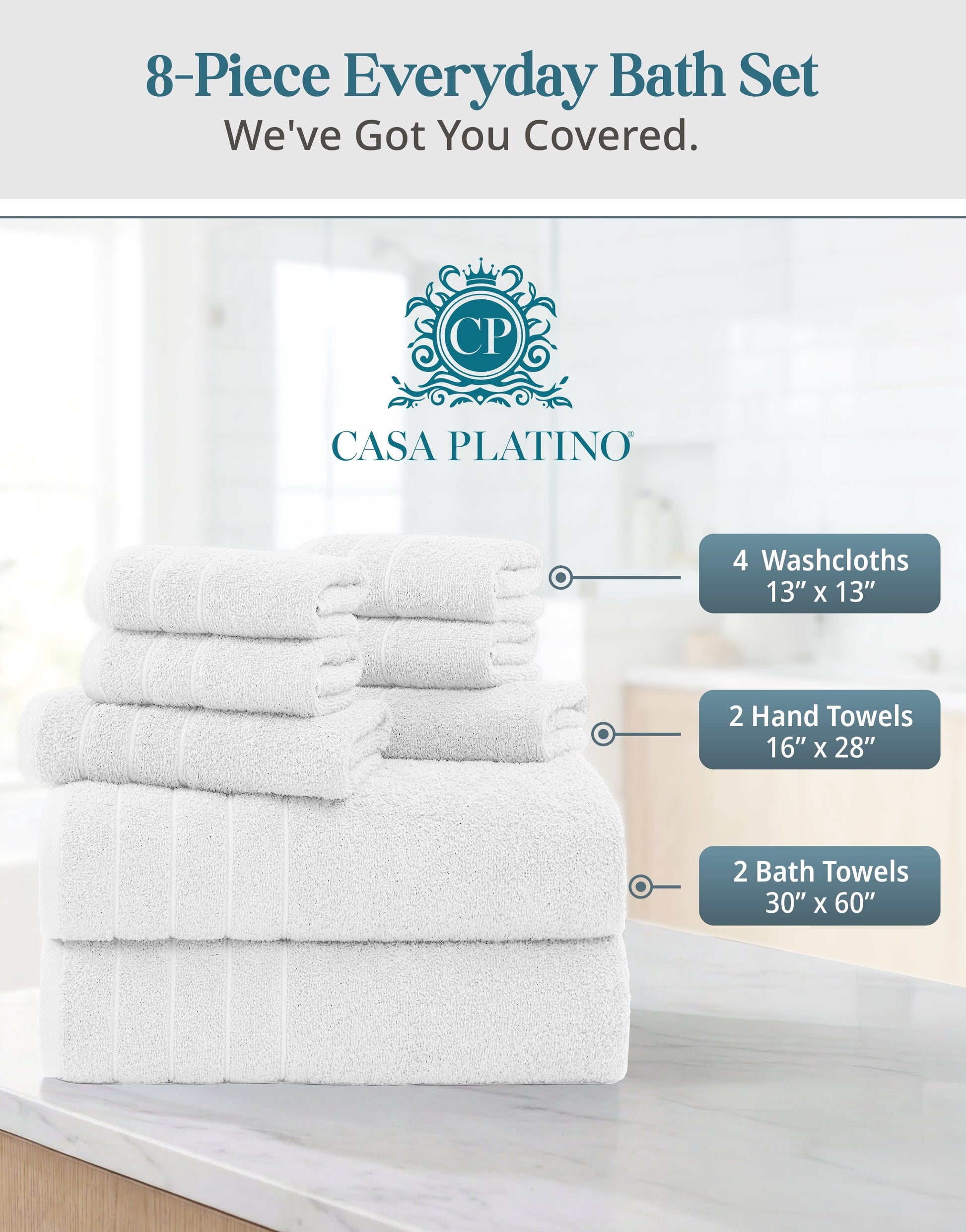 8-Piece Cotton Bath Towel Set