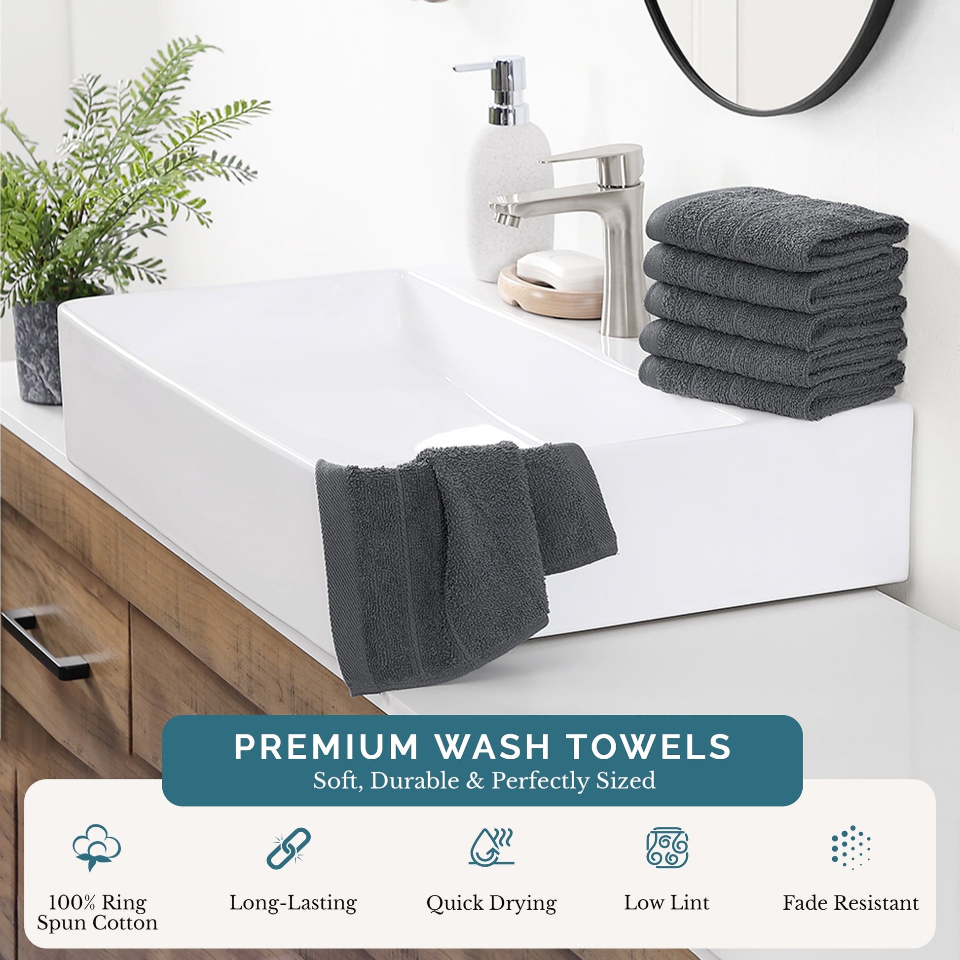 6-Piece Cotton Washcloths Set