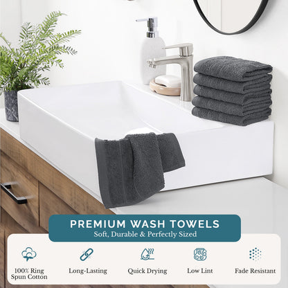 6-Piece Cotton Washcloths Set cp-gallery: color=Cool Grey; size=6 Piece Set
