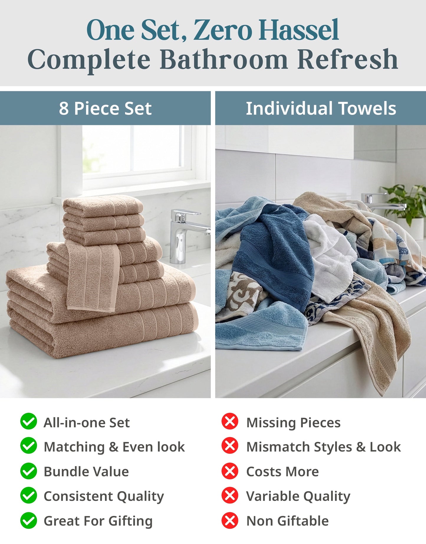 8-Piece Cotton Bath Towel Set cp-gallery: color=Towny Brown; size=8 Piece Set