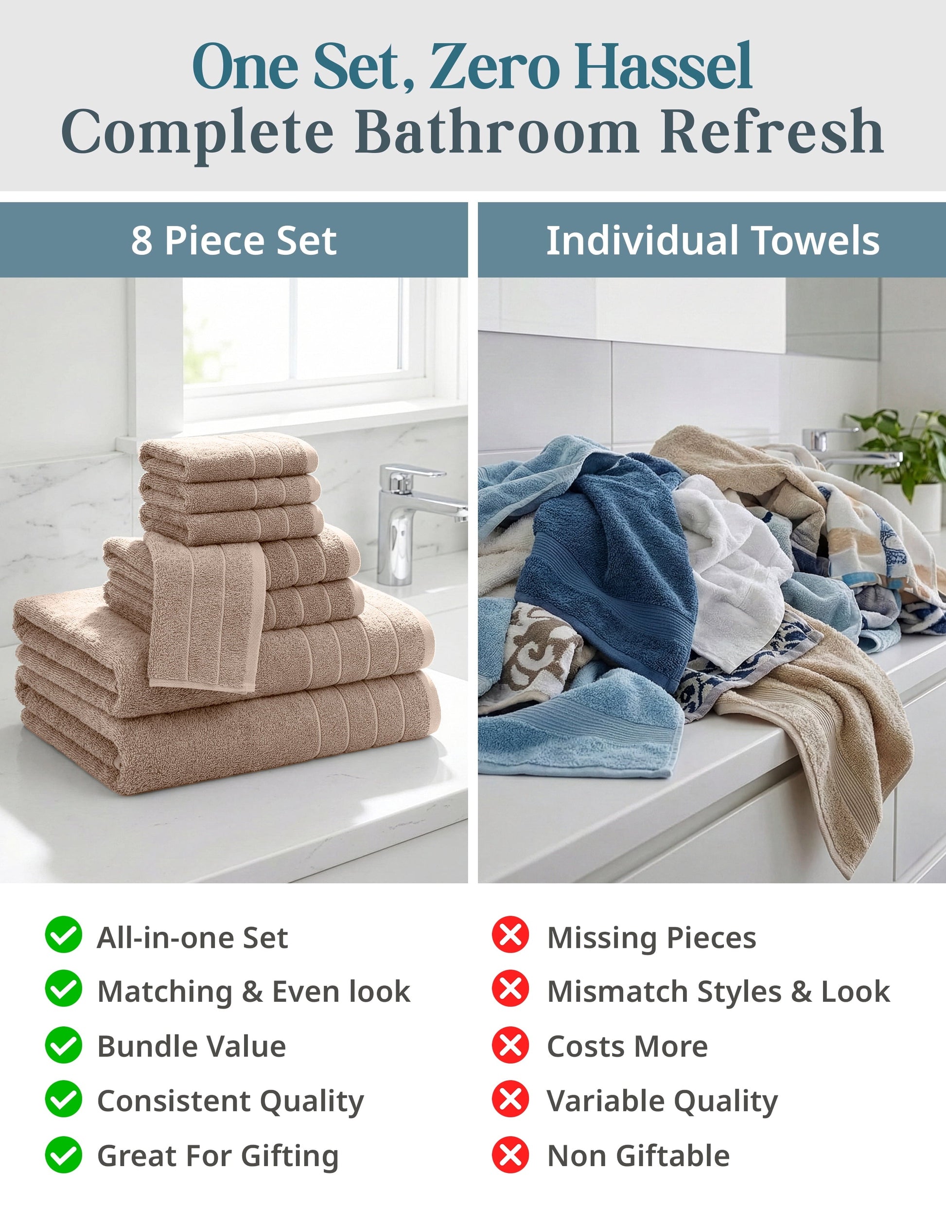 8-Piece Cotton Bath Towel Set