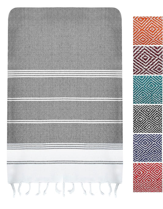 1 PIECE TURKISH BEACH TOWEL-EBONY