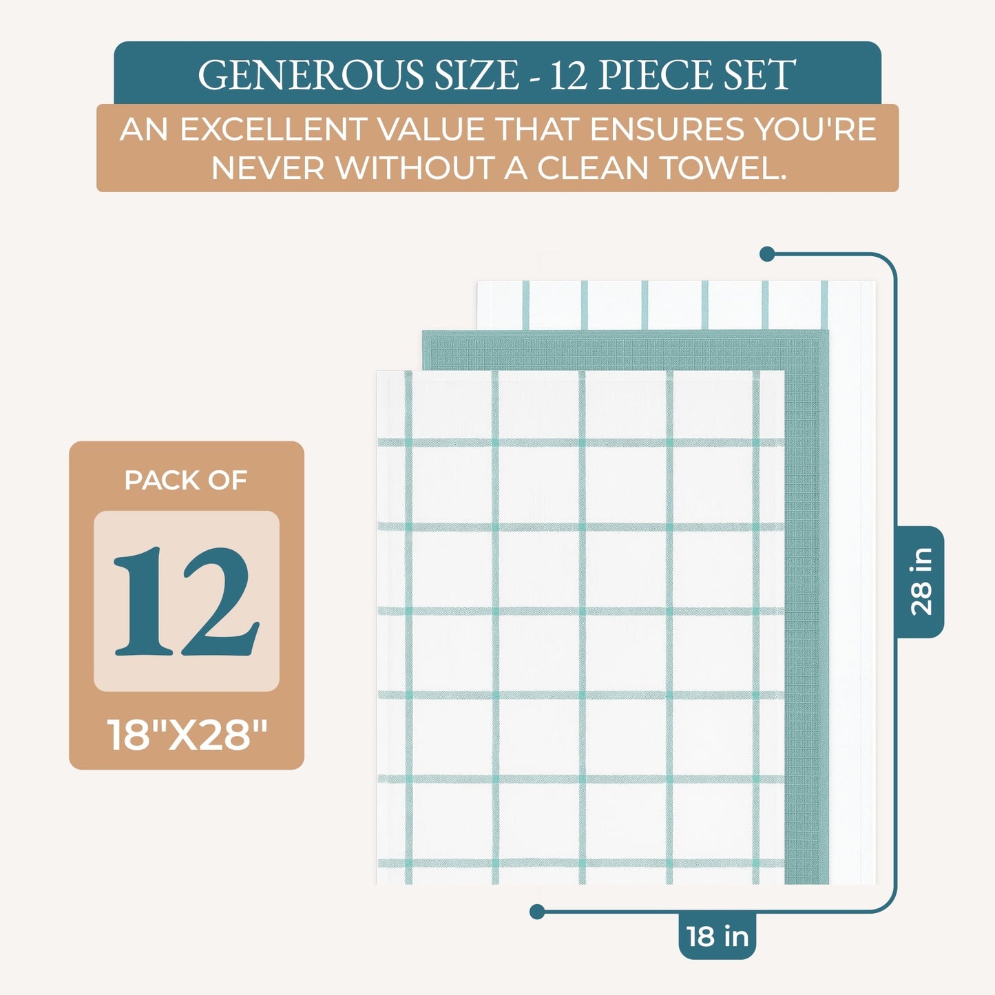 Multi-Weave Kitchen Towel Set cp-gallery: color=Aqua; size=12 Piece Set