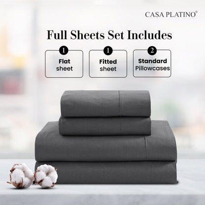 Percale Cotton Sheet Set cp-gallery: color=Charcoal; size=Full