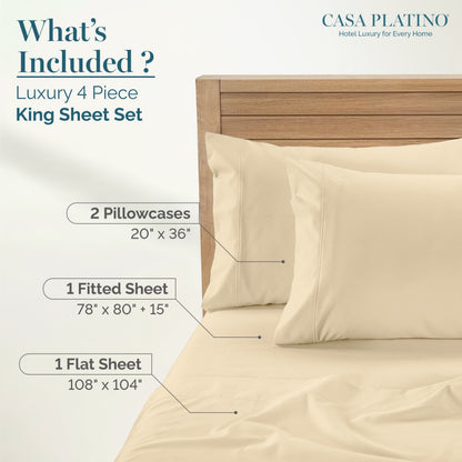 1000 Thread Count Egyptian Cotton Sheet Set cp-gallery: color=Ivory; size=King