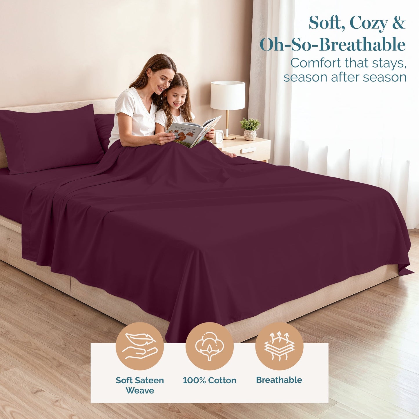450 Thread Count Cotton Sheet Set cp-gallery: color=Windsor Wine