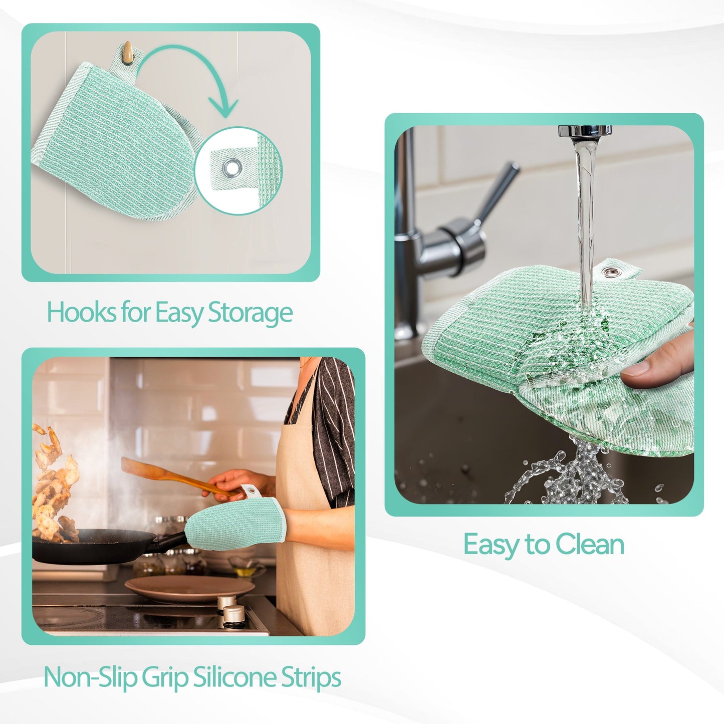 Kitchen Set - Oven Mitts, Pot Holders & Towels cp-gallery: color=Sage; size=4 Piece Set