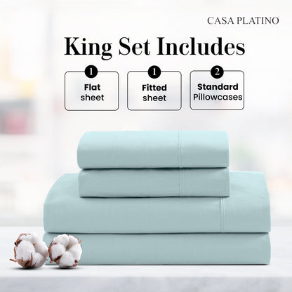 Percale Cotton Sheet Set cp-gallery: color=Cool Blue; size=King