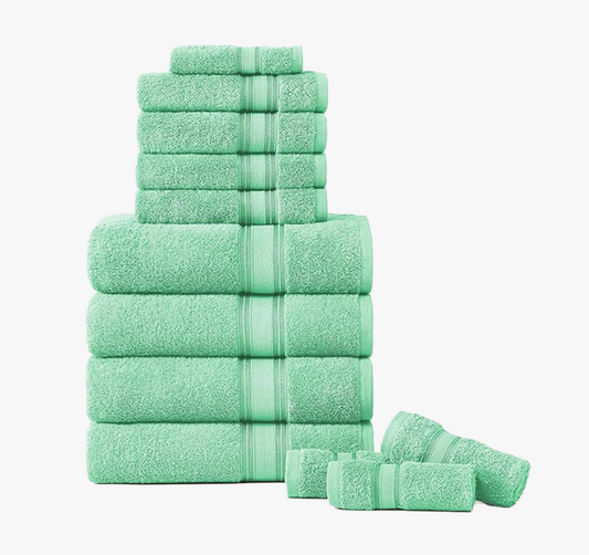 12 Piece Towel set-Aqua Sky