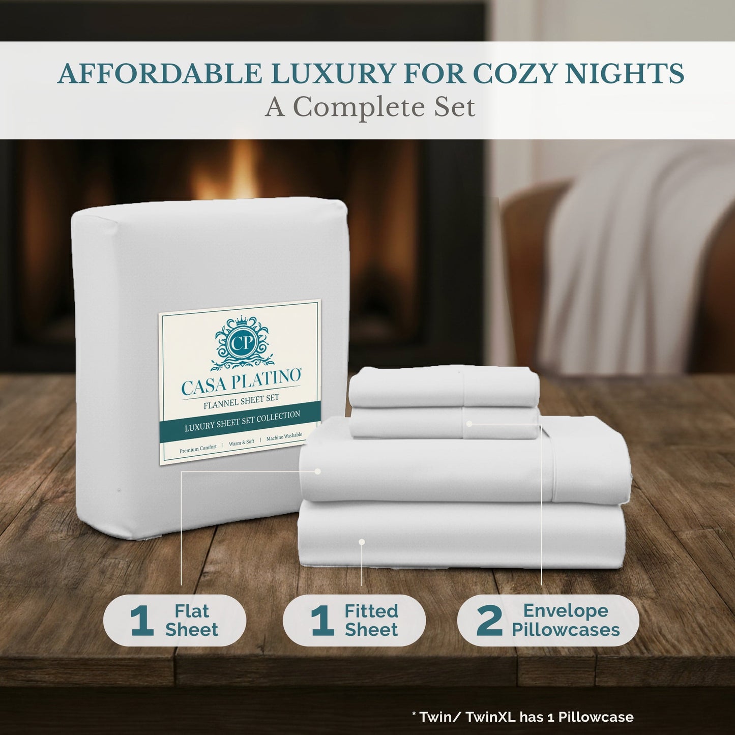 Flannel Sheet Set cp-gallery: color=White