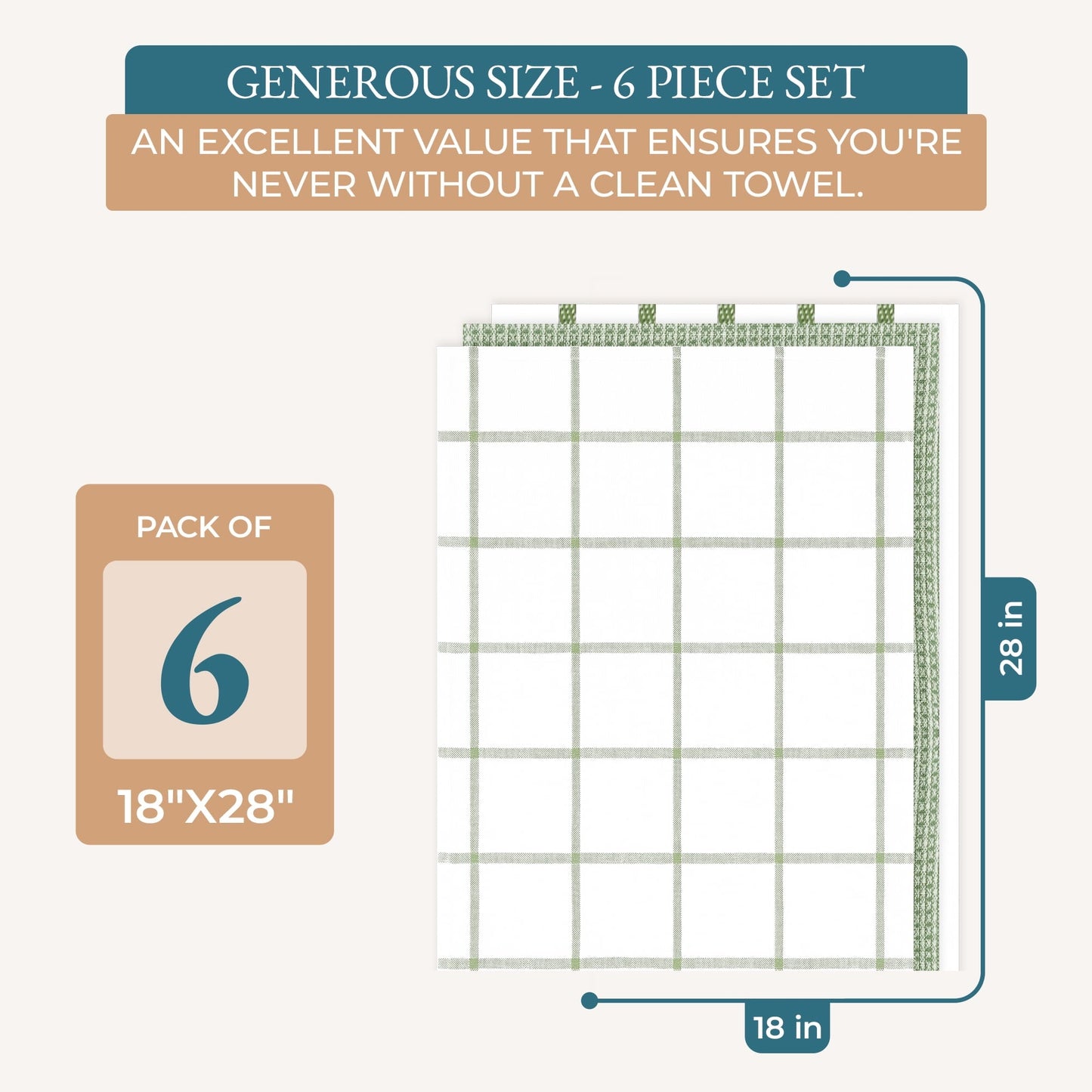 Multi-Weave Kitchen Towel Set cp-gallery: color=Olive; size=6 Piece Set