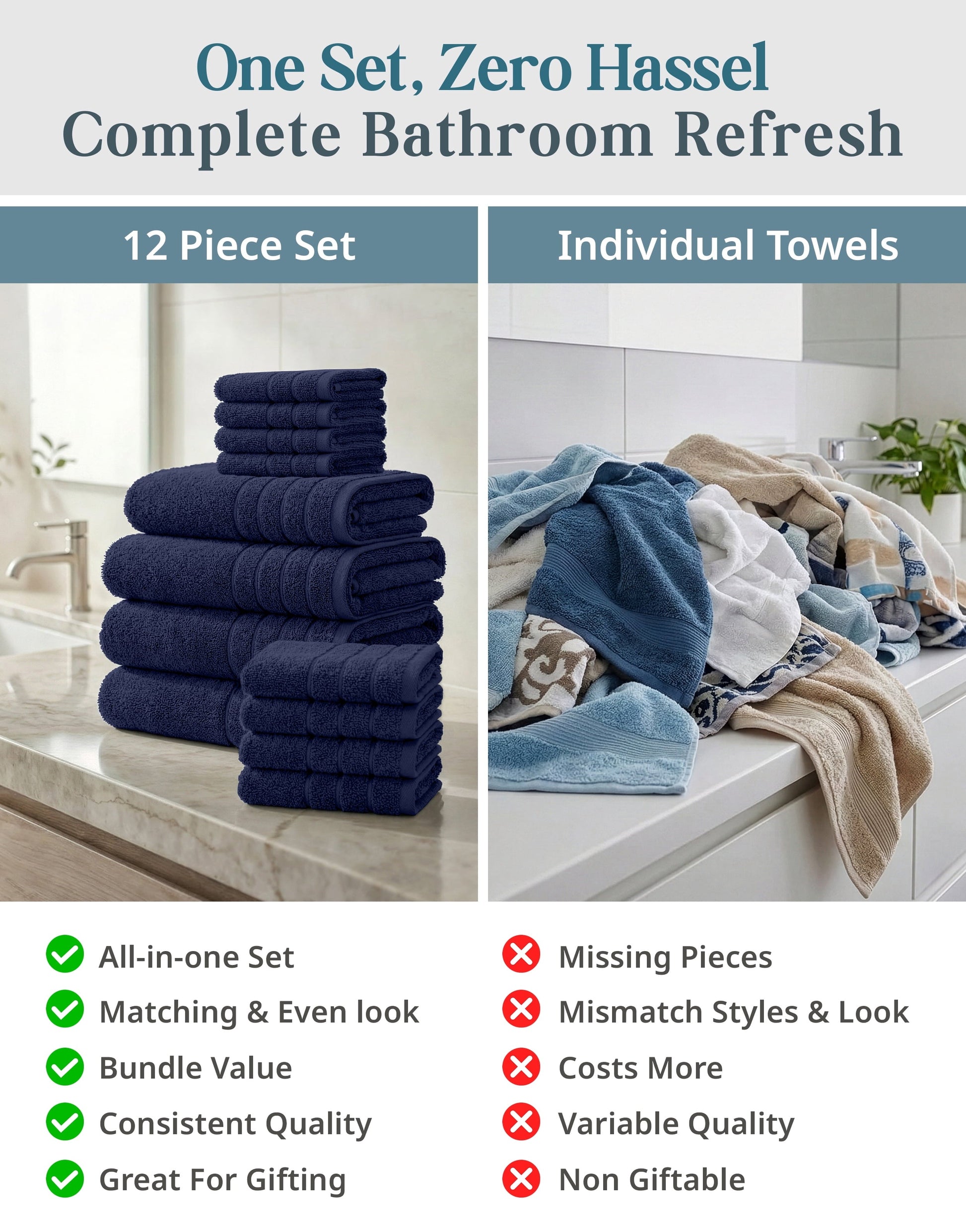 12-Piece Cotton Bath Towel Set