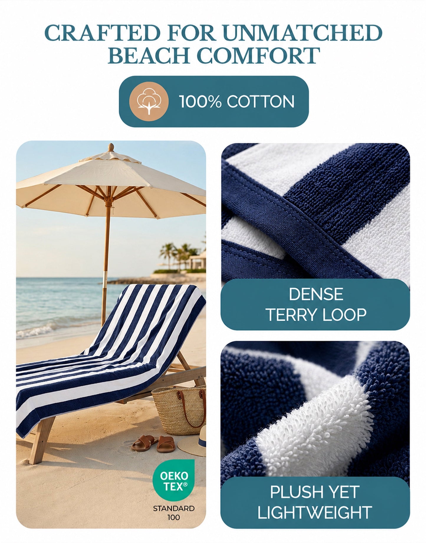 4-Piece Cabana Beach Towel Set cp-gallery: color=Blue; size=4 Piece Set