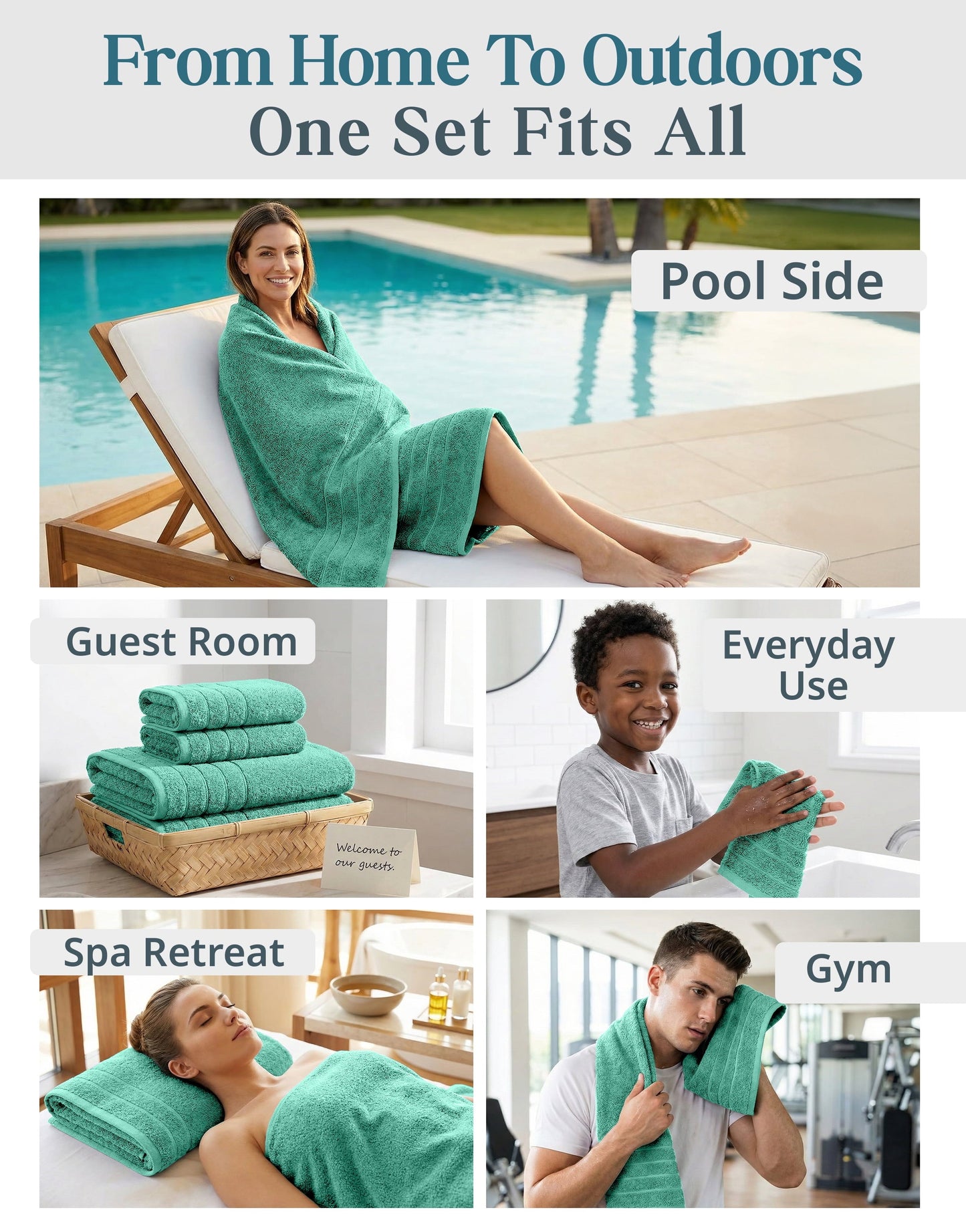 24-Piece Cotton Bath Towel Set cp-gallery: color=Teal; size=24 Piece Set
