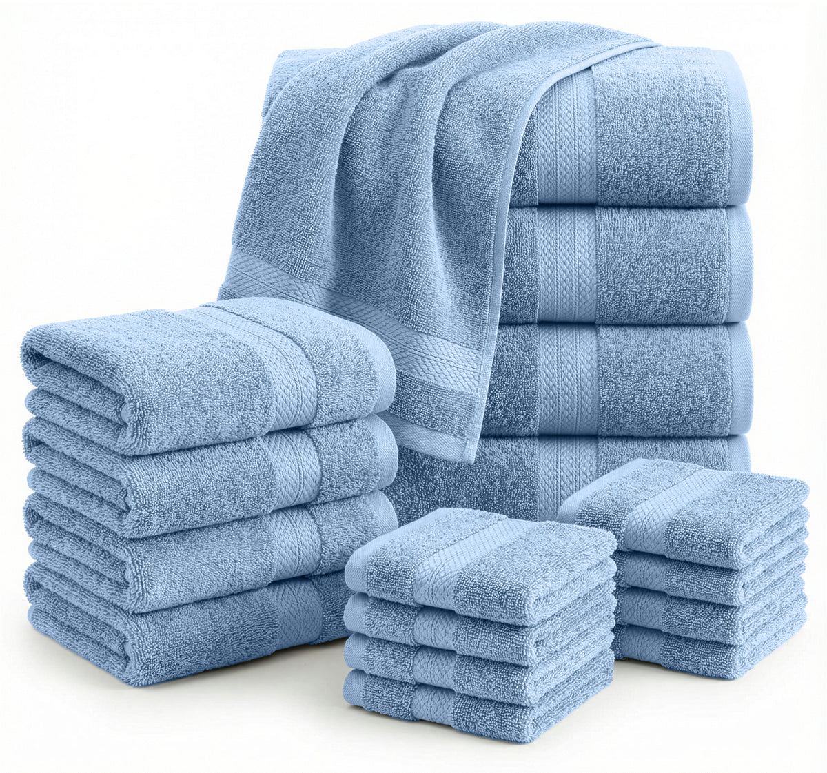 Lane Linen 16 Piece 100% Cotton Towel Set - Allure