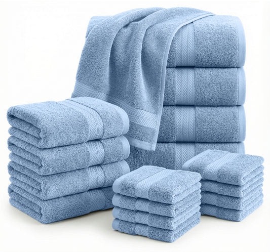 Lane Linen 16 Piece 100% Cotton Towel Set - Allure