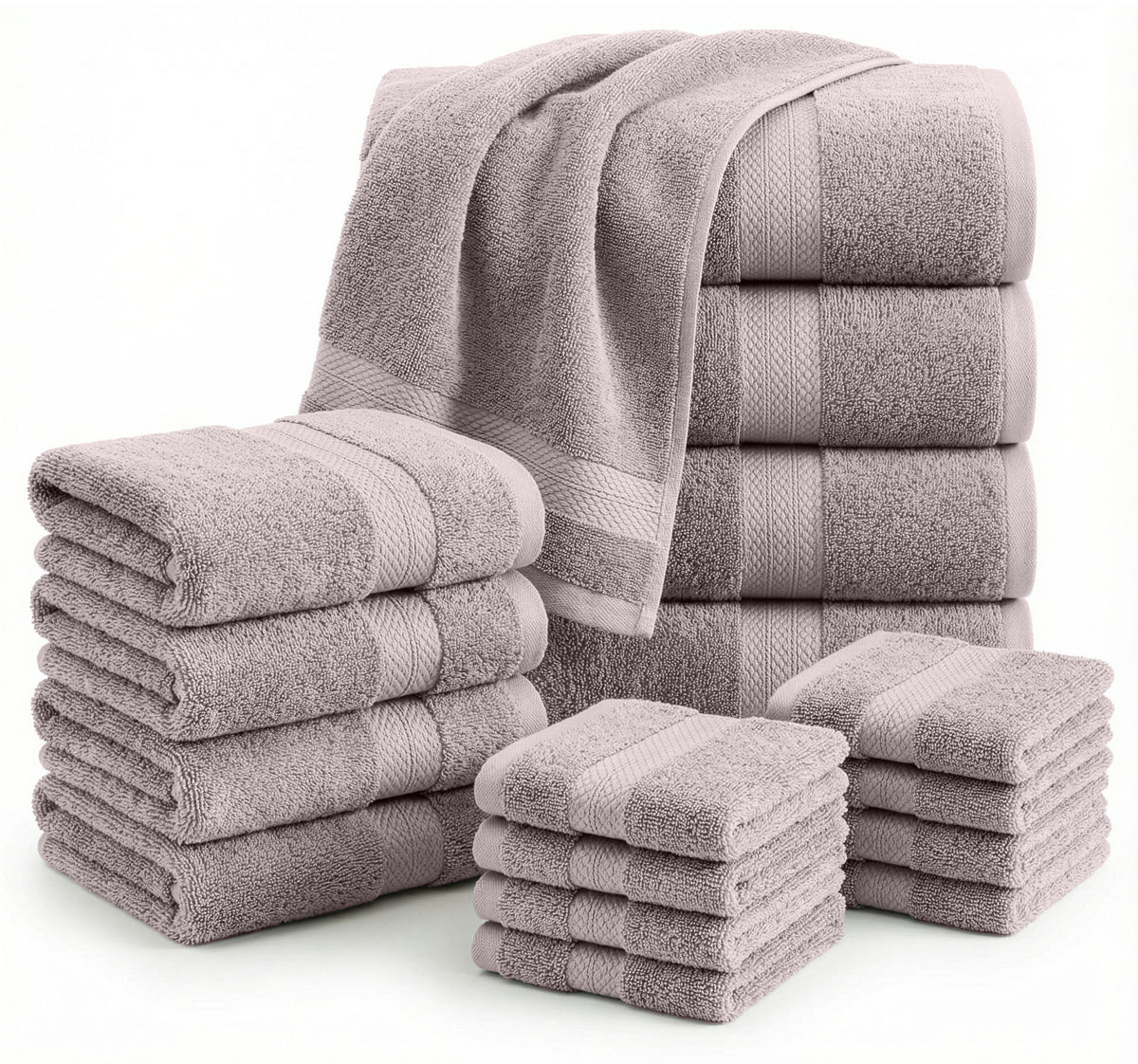 Lane Linen 16 Piece 100% Cotton Towel Set - Platinum