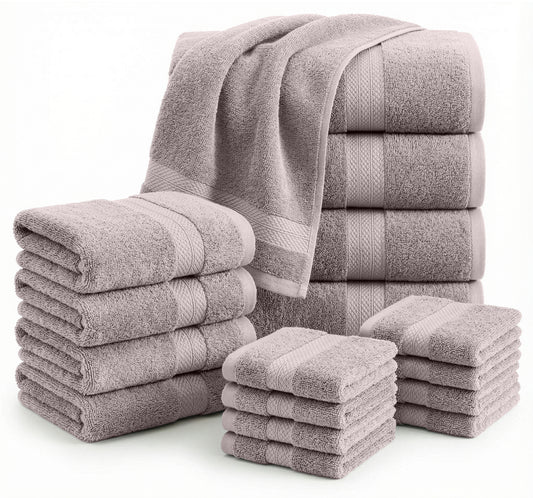 Lane Linen 16 Piece 100% Cotton Towel Set - Platinum