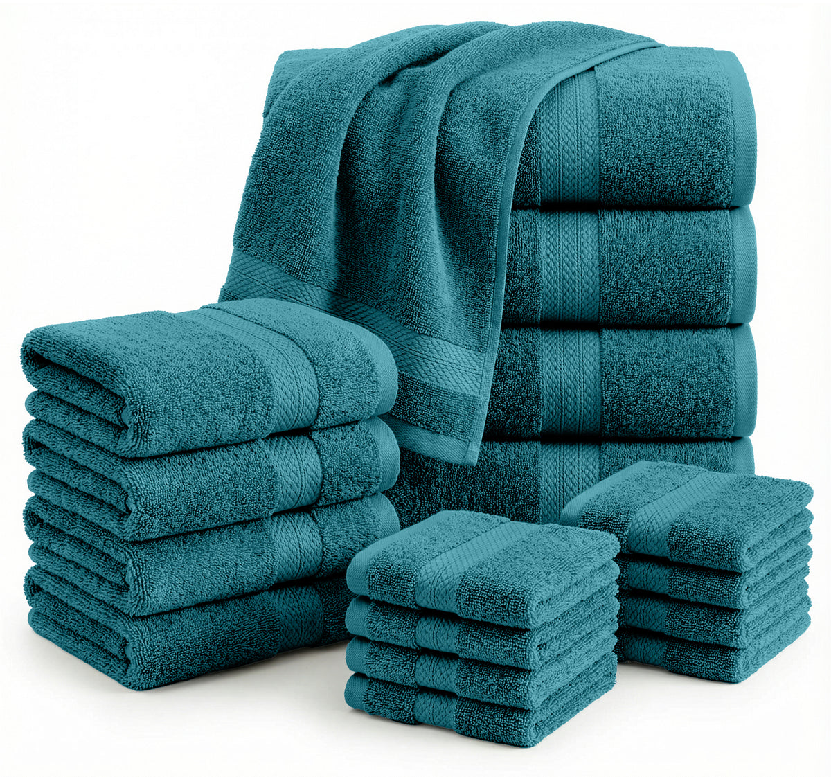 Lane Linen 16 Piece 100% Cotton Towel Set - Seaport