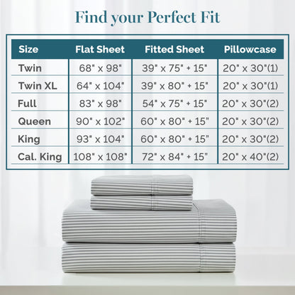 450 Thread Count Cotton Sheet Set cp-gallery: color=Ticking Stripe Cobalt Blue