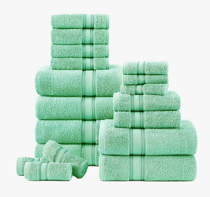 18 Piece Towel set- Aqua Sky