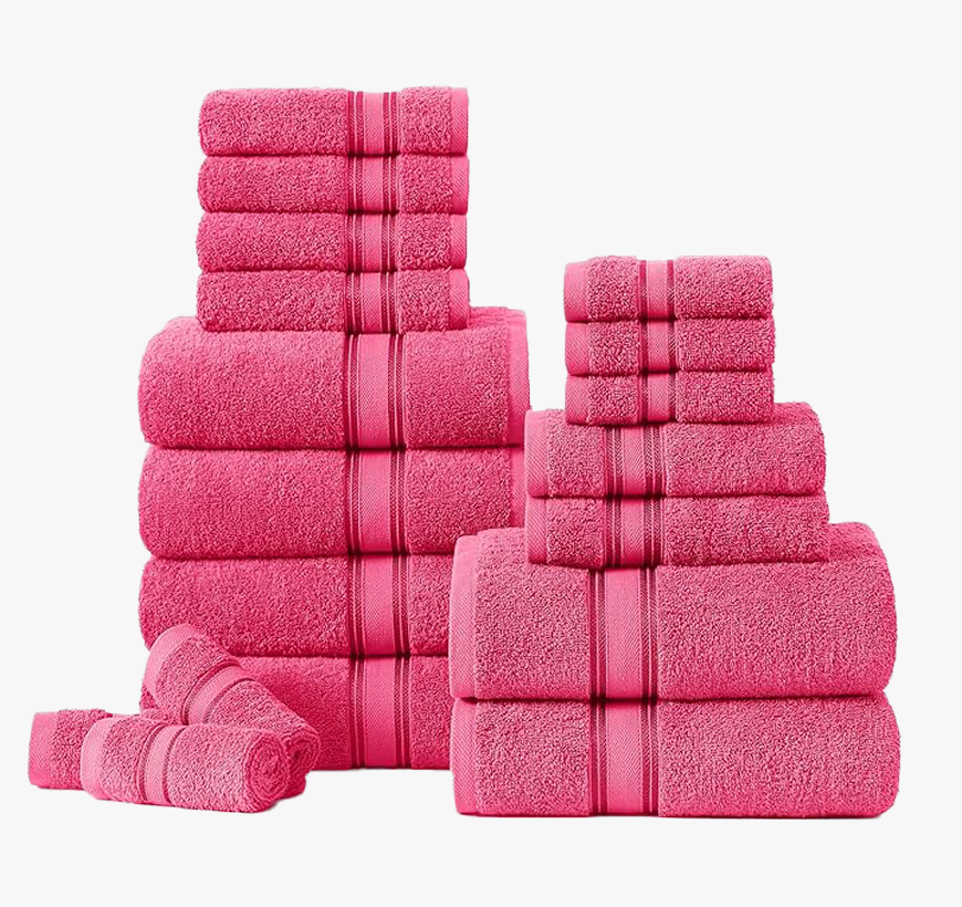 18 Piece Towel set-Fuschia