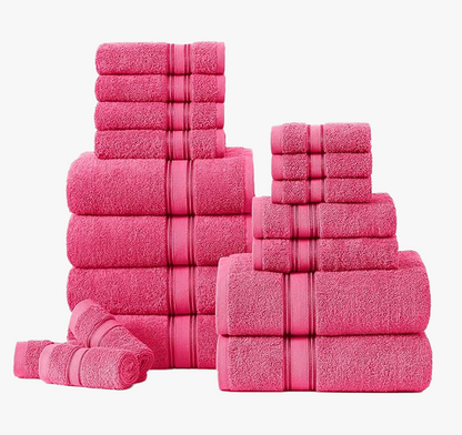 18 Piece Towel set-Fuschia