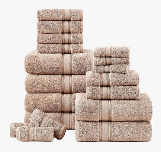 18 Piece Towel set-Taupe