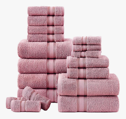 18 Piece Towel set-Wishful Mauve