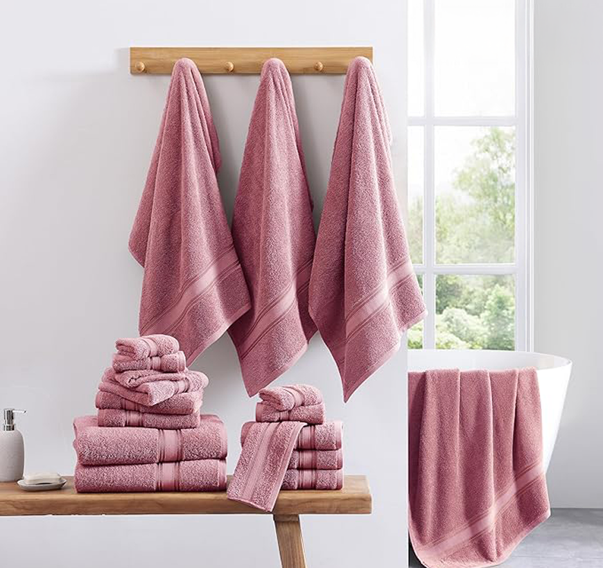 18 Piece Towel set-Wishful Mauve