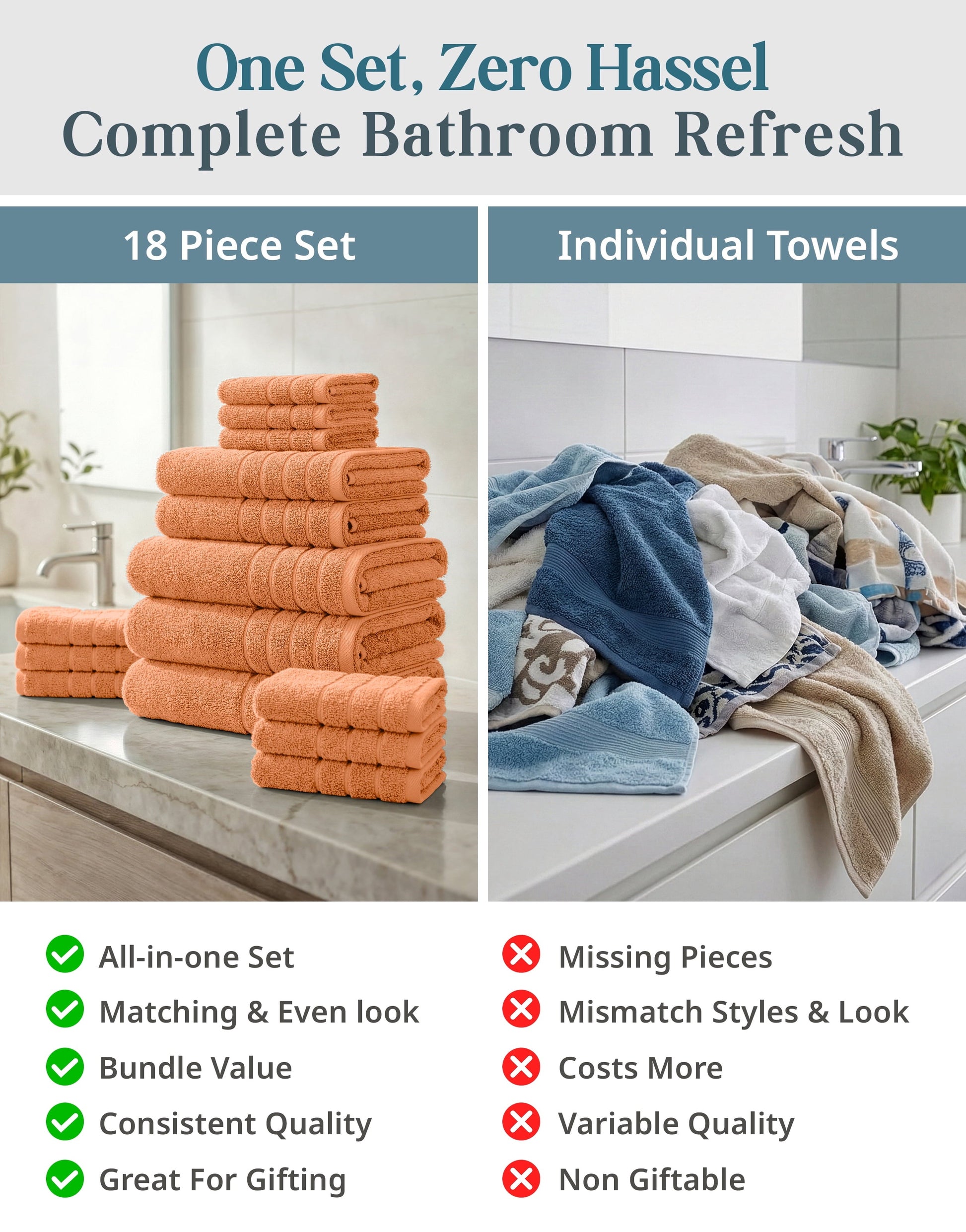 18-Piece Cotton Bath Towel Set